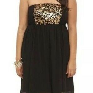 Torrid Strapless Sequin Black Dress Plus Size 4